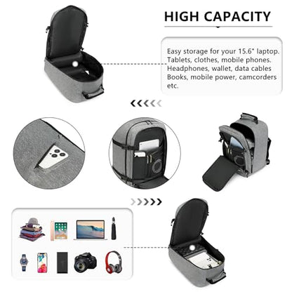 Kono Carry on Backpack, Airline Approved Under Seat Travel Backpack - color: Grey, size: Large