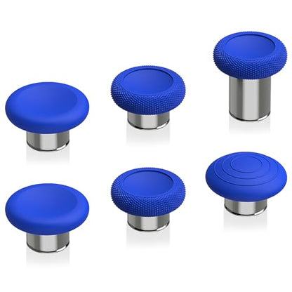 eXtremeRate 6 in 1 Metal Replacement Thumbsticks for Xbox Elite Series 2 Controller, Blue & Metallic Silver Swappable Magnetic Analog Stick Joystick Caps for Xbox Elite 2 Controller -Model 1797 - color: Blue & Metallic Silver