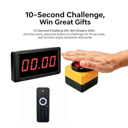 10 Seconds Challenge Playgame,LED Digital Display Timer,with Remote Control,for Mall Promotion,Advertising(US),Set the Target Number and Difficulty Level for the Challenge