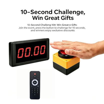10 Seconds Challenge Playgame,LED Digital Display Timer,with Remote Control,for Mall Promotion,Advertising(US),Set the Target Number and Difficulty Level for the Challenge