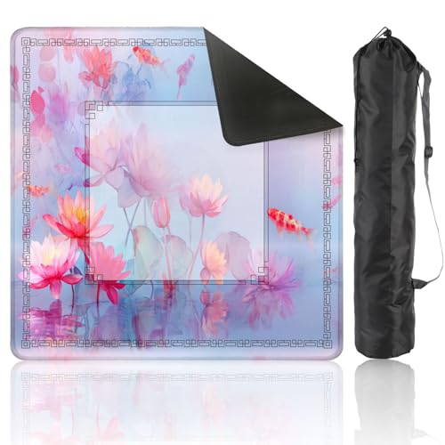 Mahjong Mat 31.5" x 31.5" Watercolor Pond Art Print Japanese Pastel Aesthetic Non-Slip Noise Reduction Mahjong Tiles Table Cover for Dominoes Poker Card Board and Tile Games - color: Color8