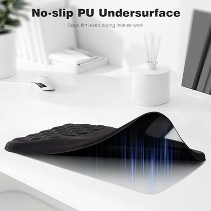 Ospelelf Mouse Pad with Wrist Rest Black Ergonomic Comfortable Pain Relief Mousepad Wrist Support for Laptop Computer - color: Black