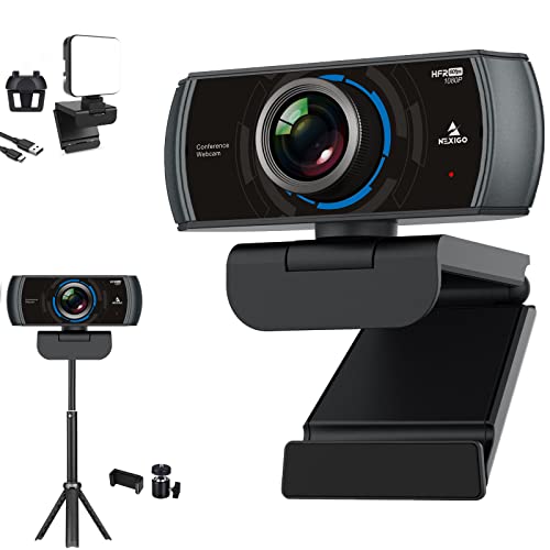 NexiGo 60FPS 1080P Webcam Kits, N980P HD Web Camera with Microphone, 120 Degrees Wide-Angle, Software Control, Lightweight Mini Tripod, Video Conference Lighting Kit, for Zoom/Skype/Teams