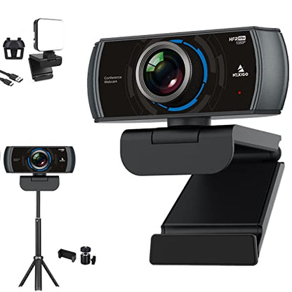 NexiGo 60FPS 1080P Webcam Kits, N980P HD Web Camera with Microphone, 120 Degrees Wide-Angle, Software Control, Lightweight Mini Tripod, Video Conference Lighting Kit, for Zoom/Skype/Teams