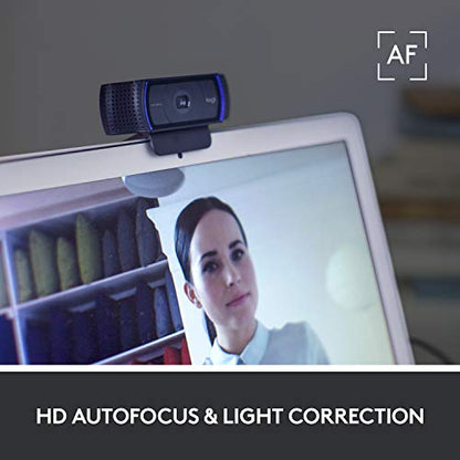 Logitech C920S HD Pro Webcam, Full HD 1080p/30fps Video Calling, Clear Stereo Audio, Light Correction, Privacy Shutter, Works with Skype, Zoom, FaceTime, Hangouts, PC/Mac/Laptop/Tablet/Xbox | Full HD 1080p/30fps Video, Dual Stereo Mics, HD Autofocus, Auto