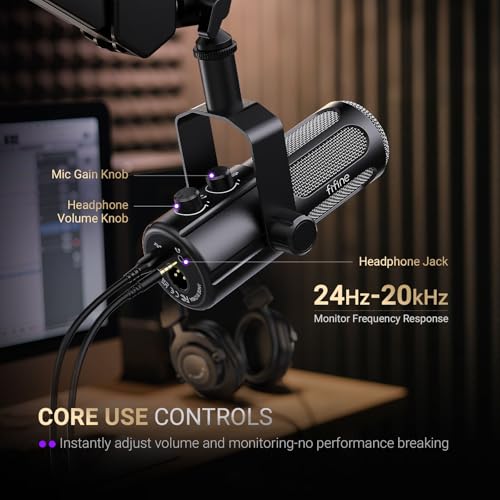 FIFINE AmpliTank TANK6 USB/XLR Dynamic Podcast Microphone for Vocal | Home Studio Streaming Mic, Mute Button, Monitoring Headphone Jack, Gain Knob, Metal Material, for Broadcast Recording - size: TANK6