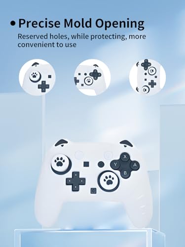 Case for Nintendo Switch 2 Pro Controller,UYRUREL Premium Sillence Material,Shock-Absorbing and Anti Drop Protection Soft Shell,with Stickers and Thumb Grips,White. - color: White