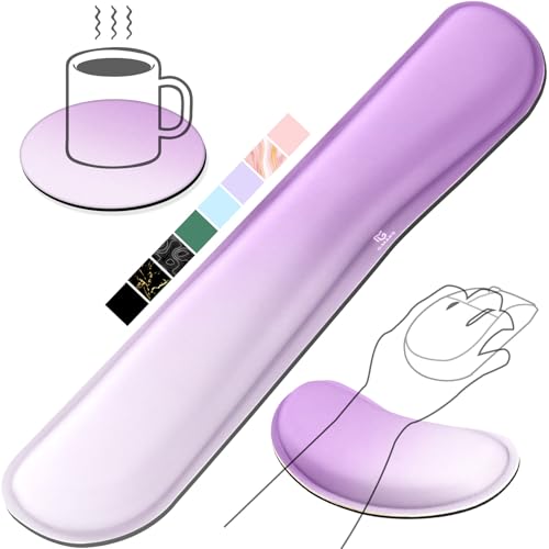 Gimars Upgrade Enlarge Silky Gel Memory Foam Keyboard Wrist Rest, Wrist Rest for Computer Keyboard, Ergonomic Mouse pad Rests for Typing Pain Relief, Wrist Support for Office, Gaming, Purple Gradient - color: Purple Gradient, size: 3-piece set (keyboard r