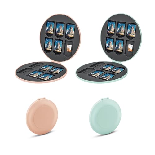 Switch Game Case Holder - 2 Pack Mini Game Organizer Small Portable Traveler Gift Accessories with 24 Cartridge Slots and 24 Micro SD Card Storage, Magnetic Closure, Hard Shell and Soft Lining