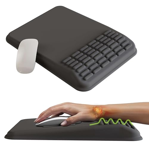 MEKASS Mouse Pad with Wrist Rest, Ergonomic Slope Mousepad for Carpal Tunnel Pain Relief, Memory Foam Desk Computer Wrist Support Mouse Pad with for Office Home (Dark Gray) - color: Dark Gray