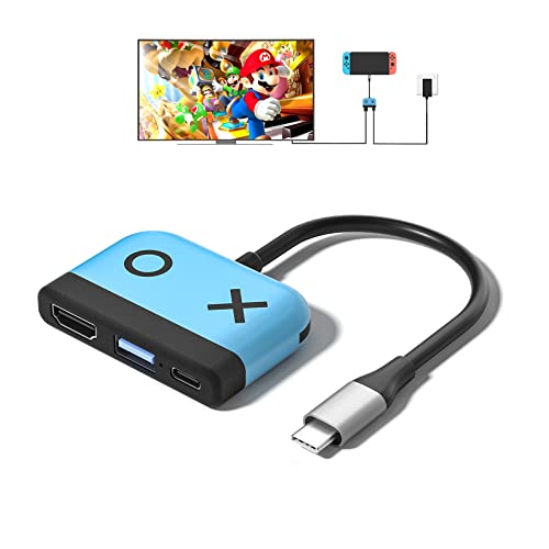 Switch Dock for Nintendo Switch,Portable TV Docking Station Replacement with 4K/60HZ HDMI TV USB 3.0 Port and USB C Charging,Compatible with Nintendo Switch 1 Steam Deck (Blue 1) - color: Dark blue