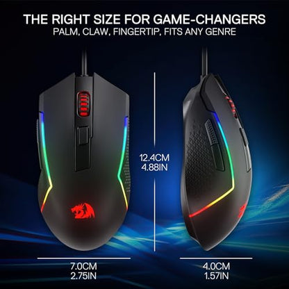 Redragon M616 Wired RGB Optical Gaming Mouse 10000 DPI Remapping Keys | Redefine Keybinding Macro, Vibing Backlight, Ergonomic Grip Body Comfort, Stable Lag-Free Connection Ready for FPS Battles