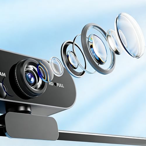 High Definition 1080 FHD Webcam, USB Computer Camera with Microphone for PC & Laptop, Noise Reduction Beauty Web Cam for Video Calling, Meetings, Desktop Streaming and Gaming