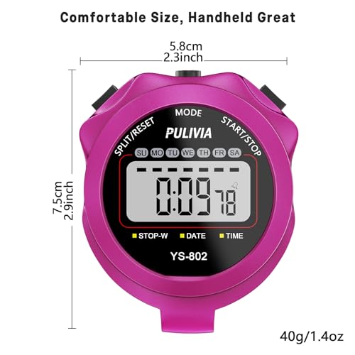 Sports Stopwatch Timer, Single Lap Split Digital Stop Watch for Sports Kids Coaches Swimming Running, Purple - color: Purple