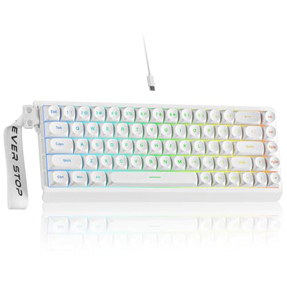 SEUNKWANG F68 Gaming Keyboard, Portable 60% Compact Mini Keyboard with 68 Round PBT Keycaps, Wired RGB Backlit Mechanical Feel Keyboard for PC Laptop Windows Gamer, White