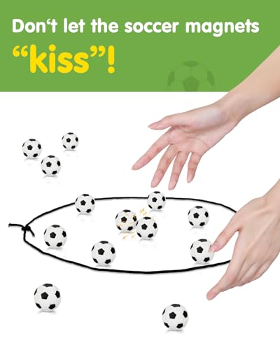 Soccer Magnetic Game with String & 20 Football-Shaped Stones – Fun Puzzle Strategy Games for Family Game Night, Party, Travel & Camping – 2 Player Games for Kids & Adults