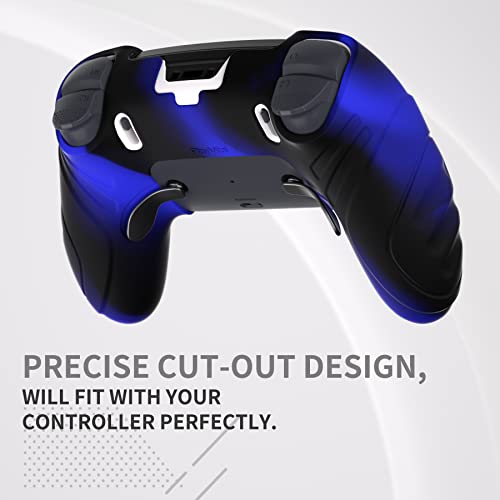 PlayVital Guardian Edition Anti-Slip Ergonomic Silicone Cover Case for ps5 Edge Controller, Soft Rubber Protector Skin for ps5 Edge Wireless Controller with Thumb Grip Caps - Blue & Black - color: Blue & Black