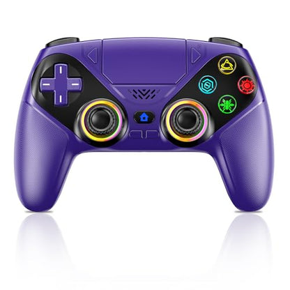 Gamrombo LED Wireless Controller for PS5, Compatible with PS5 Pro/Slim/PC, n, 3.5mm Audio Jack, 6-Axis Motion Control Gamepad with Speaker, Dual Vibration, Macro/Turbo Functio (Purple) - color: Purple