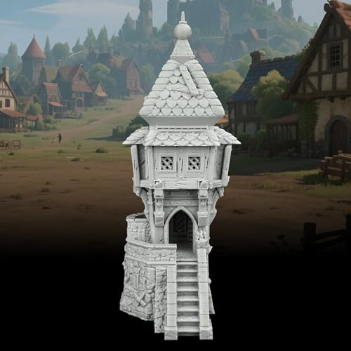 AUSPDICE RPG Scenery, 25mm Scale Unpainted TTRPG Medieval Village Building | 1:64 DND Terrain Building for Dungeons and Dragons, Tabletop Map Props, Fantasy Wargames and Miniature Games-AF1124B - color: Af1124b Medieval Village B