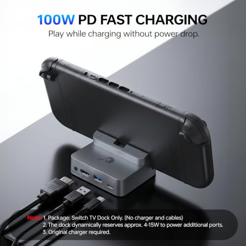 GuliKit Dock Station for Switch 2/Switch,4K TV Docking Base,Case Friendly | One for all consoles,4K/60Hz,100W PD,Excellent Cooling,Anti-tip Wide Base,Case-friendly,Full Protection,Firmware Upgradeable