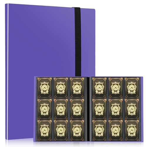 Card Binder, EDUDIIU 9 Pockets Premium Trading Card Binders, Cards Collection Binder Album, Side Loading Yugioh Holder Book for Sport, Football, Baseball Collector - Purple - color: Purple