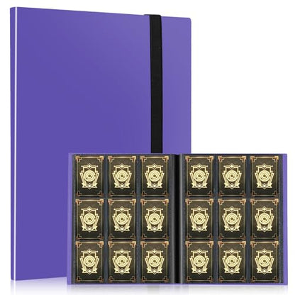 Card Binder, EDUDIIU 9 Pockets Premium Trading Card Binders, Cards Collection Binder Album, Side Loading Yugioh Holder Book for Sport, Football, Baseball Collector - Purple - color: Purple