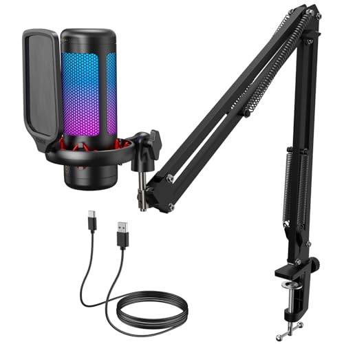 TONOR 붐 암이 있는 게이밍 마이크 세트, 콘텐츠 제작자용 보컬 콘덴서 마이크, 스탠드가 있는 PC용 USB 마이크, RGB, 탭 음소거, 게인 컨트롤, 게임 장비, 트위치, 스트리밍, TC310+ | 붐 암 세트, 제어 가능한 조명이 있는 USB 마이크, 원 탭 음소거, 볼륨 컨트롤, 디스코드, 트위치 스트리밍, 블랙, TC310+ - style: 붐 암이 있는 RGB 마이크