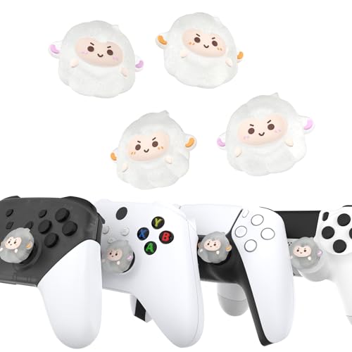 PlayVital Cute Thumb Grip Caps for ps5/ps5 Edge Controller, Joystick Caps for Switch 2 Pro/Switch Pro Controller, Thumbstick Cover for Xbox Series X/S, Elite Series 2, Xbox One - Fuzzy Sheep - color: Fuzzy Sheep