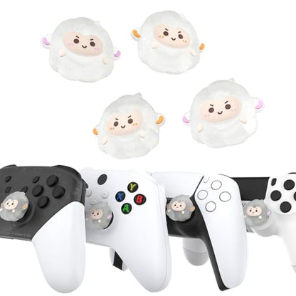 PlayVital Cute Thumb Grip Caps for ps5/ps5 Edge Controller, Joystick Caps for Switch 2 Pro/Switch Pro Controller, Thumbstick Cover for Xbox Series X/S, Elite Series 2, Xbox One - Fuzzy Sheep - color: Fuzzy Sheep