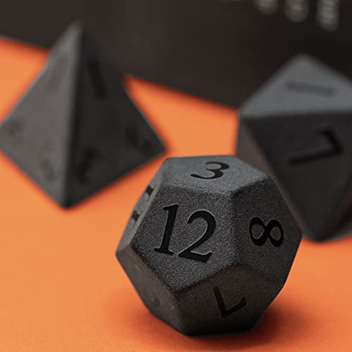 UDIXI Frosted Obsidian Gemstone Dice Set Stone DND Dice for Tabletop Games | Natural Stone, Premium Gift Box, DM Gift, for Dungeons and Dragons Role Playing Games - color: Frosted Obsidian