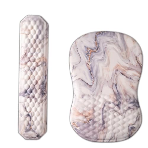 Ergonomic Mouse Pad Wrist Support and Keyboard Wrist Rest | Computer Carpal Tunnel Mouse Pads for Desk with Coaster Set, Memory Foam Mousepad with Non-Slip PU Base for Home Office