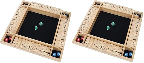 WE Games Shut The Box Wooden Board Game - Classic 4 Player Table Top Math Dice Game, Natural Wood, 8.5 in. Travel Size, 10 Numbers, for Families and Adults (Pack of 2) - color: Natural Wood, size: 8.5 x 8.5 x 1.25 in. (Pack of 2)