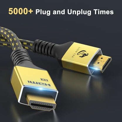 LIONWEI 8K Certified HDMI Cable 6.6FT/2M, HDMI 2.1 Cable 8K@60Hz 4K@120Hz, 48Gbps Ultra High Speed HDMI Cord, HDCP 2.2&2.3, DTS:X, Dynamic HDR, eARC, Compatible with Roku TV/HDTV/PS5