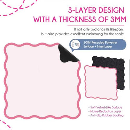 Scalloped Mahjong Mat - Non-Slip Noise Reduction Gaming Mat 31.5 x 31.5 Inch for Mahjong,Waterproof Surface, Neoprene Mahjon for American Mahjong Game (Pink) - color: Pink