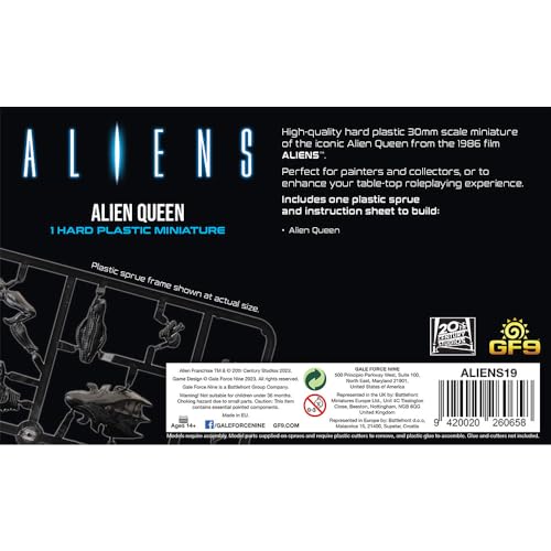 GF9: Aliens: Alien Queen (2023) - RPG Miniature, Hard Plastic Figure, Unpainted, Roleplaying Game Accessory, Based On The 1986 Film Aliens