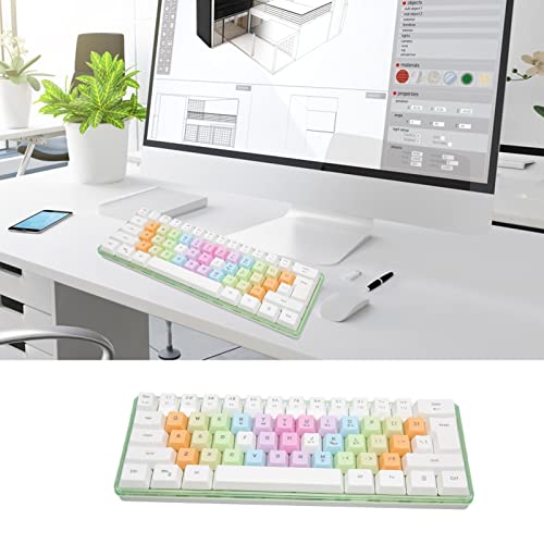 61 Keys Mechanical Gaming Keyboard RGB Backlit Compact 60 Percent Wired Keyboard with Colorful Keycaps for PC, Office Amp,Gaming Portable Mini Keyboard with Optical Switches (White) - color: White