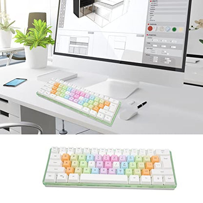 61 Keys Mechanical Gaming Keyboard RGB Backlit Compact 60 Percent Wired Keyboard with Colorful Keycaps for PC, Office Amp,Gaming Portable Mini Keyboard with Optical Switches (White) - color: White