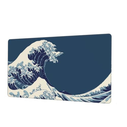 MTG Playmat Blue Great Wave TCG Mat Board Game Card Game Trading Card Game Play Mat Desk Pad Original Hand Painted Stitched Edges Smooth Surface Rubber Base 23.6x13.8in