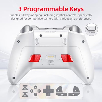 BEITONG KP20 Wireless Controller, TMR Joystick, Hall Trigger, White | TMR Joysticks, Hall Triggers,1000Hz Polling Rate, Mechanical Buttons, Hybrid D-Pad, 6 Axis