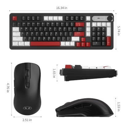 MageGee V990 Creamy Wireless Keyboard and Mouse Combo, 99 Keys RGB Backlit Rechargeable Quiet Gaming Keyboard, Adjustable Optical Mouse, with Number Pad, Keyboards Set for Desktop, Laptop, PC(Black) - color: Black
