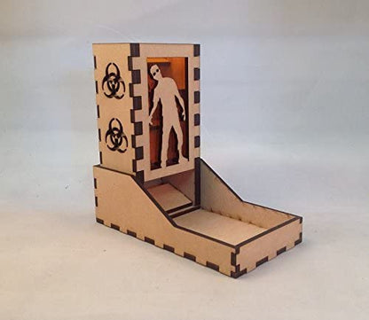 Zombie Mini Dice Tower v1 Amber Acrylic Window Laser Cut MDF Unique Fast Shipping