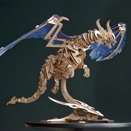 UGEARS 3D Wooden Puzzles for Adults - Windstorm Dragon 3D Puzzle - Mechanical Model Kits for Adults to Build - DIY Building Set Gifts for Fathers Day, Brain Teaser Puzzle, Hobby Kit - style: Windstorm Dragon