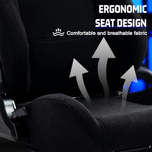 Marada Racing Flight Simulator Cockpit with Black Seat Compatible for Thrustmaster A10C Hotas Warthog Adjustable Throttle,Joystick,Keyboard NOT Included