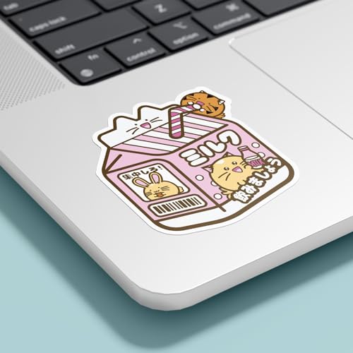 Fuzzballs Cute Anime Animal Tech Decal Stickers – 4 Reusable Vinyl Sheets for Laptop, Phone, Tablet, Console & Notebook Decoration