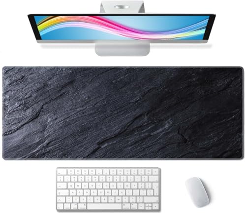 Black Grey Slate Large Gaming Mouse Pad,Mouse Pad Gaming 31.5 x 11.8 in Mouse Mat Desk Pad,Large Desk Mat,Extended Keyboard Mousepad with Non-Slip Base and Stitched Edge for Desk Home Office - color: Black Grey Slate