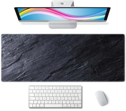 Black Grey Slate Large Gaming Mouse Pad,Mouse Pad Gaming 31.5 x 11.8 in Mouse Mat Desk Pad,Large Desk Mat,Extended Keyboard Mousepad with Non-Slip Base and Stitched Edge for Desk Home Office - color: Black Grey Slate