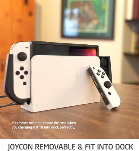 Mumba Dockable Case for Nintendo Switch OLED 2021, Blade Series TPU Grip Protective Cover Accessories Compatible with 7 Inch and Joy-Con Controller (Black) - color: Black
