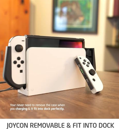 Mumba Dockable Case for Nintendo Switch OLED 2021, Blade Series TPU Grip Protective Cover Accessories Compatible with 7 Inch and Joy-Con Controller (Black) - color: Black