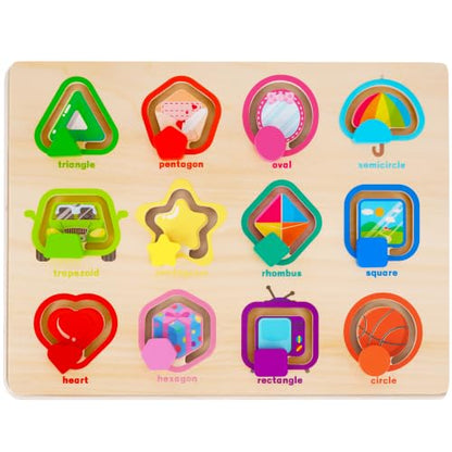 Melofaver Montessori Wooden Movable Color Shape Board Puzzle for Toddlers | Wooden Shape Matching Game, Preschool Educational Learning Toys, Christmas Birthday Gifts for Kids 3 4 5 Years Old Boys Girls