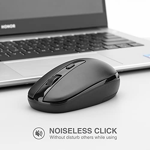 Rii Wireless Mouse RM700 2.4G Silent Mouse with USB Receiver for Laptop,PC,Mac,Chromebook,Windows (Black) - color: black